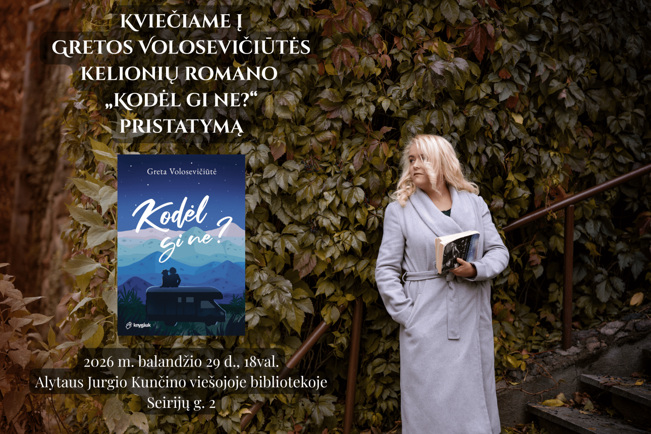 Kviečiame į Gretos Volosevičiūtės kelionių romano „Kodėl gi ne?“ pristatymą!